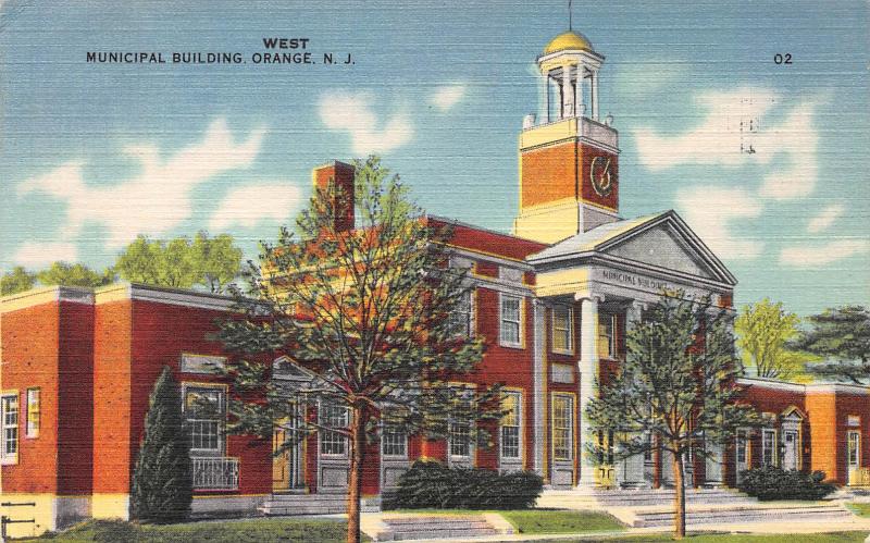 Municipal Building, West Orange, New Jersey, Early Postcard, Used in 1949