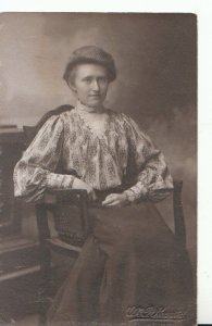 Ancestor Postcard - Real Photo of a Lady Called Mary Sat on a Chair - Ref TZ1631