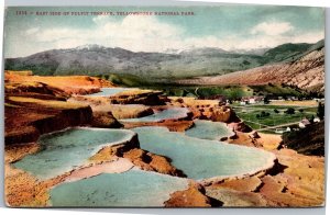 Postcard Yellowstone East Side of Pulpit Terrace Union Pacific RR