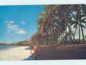 Pre-1980 BEACH SCENE Kalapana Beach - Near Hilo Hawaii HI AE9146