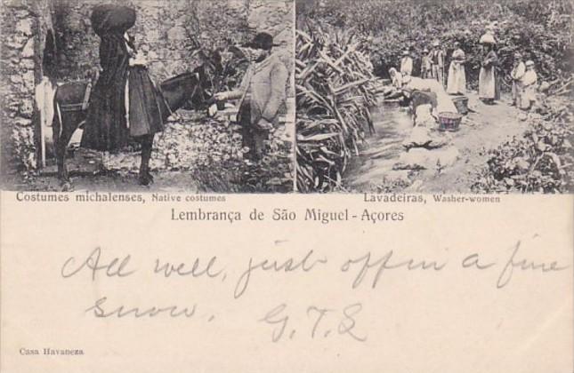 Azores Sao Miguel Native Costumes and Washer Women 1905