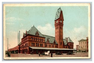 Vintage 1930's Pre Linen Postcard Dearborn Street Station Chicago Illinois