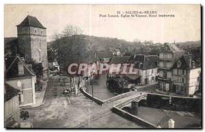 Old Postcard Salies de Bearn Bridge Loume Church St Vincent Hotel Laborde