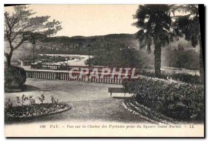 Old Postcard Pau Overlooking La Chaine Des Pyrenees Jack Du Square Saint Martin