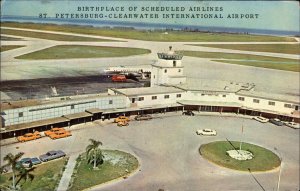 St Petersburg-Clearwater Int'l Airport Yellow Cabs Florida FL Vintage Postcard