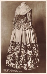 Vintage Dutch 18th Century Embroidered Dress Postcard Rijksmuseum Amsterdam