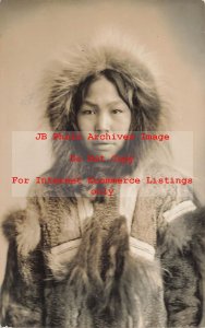 Native American Eskimo, RPPC, Studio Shot, Woman with Fur Coat, Nome Alaska