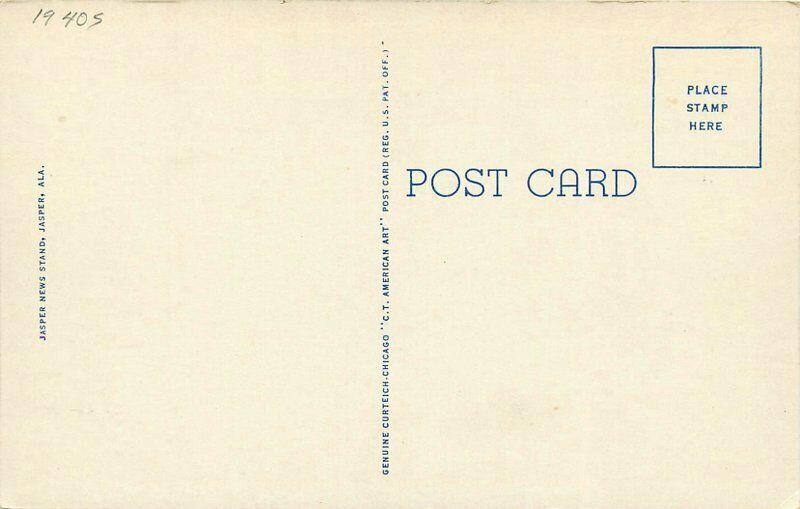 Court House Jasper Alabama Walker County 1940s Postcard Teich 4469