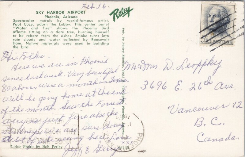 Sky Harbor Airport Phoenix AZ Arizona Paul Coze Art Display c1967 Postcard H13