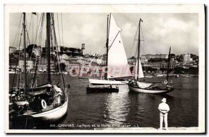 Modern Postcard Cannes Harbor And Mount Knight Boat