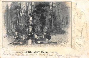 Flibustia Bern Camping Scene Men Holding Guns Antique Postcard J77855