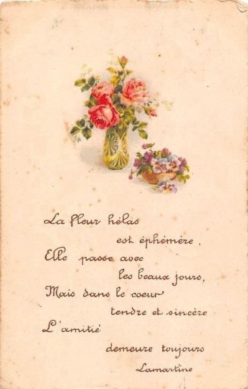 La Fleur Helas Est Ephemere Roses Vase Violets Flowers