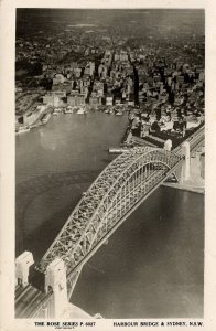 australia, NSW, SYDNEY, Harbour Bridge (1954) Rose Series RPPC Postcard