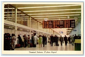 1960 Terminal Interior O'Hare Airport International Chicago Illinois IL Postcard