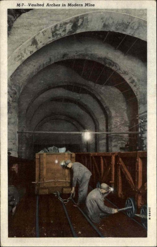 Coal Mining Vaulted Arches in Modern Mines Miners Vintage Postcard