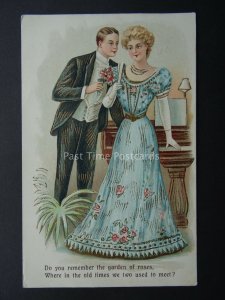 Romance DO YOU REMEMBER THE GARDEN OF ROSES c1909 Postcard