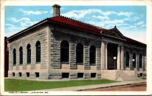 USA Public Library Lewiston Maine Vintage Postcard C034