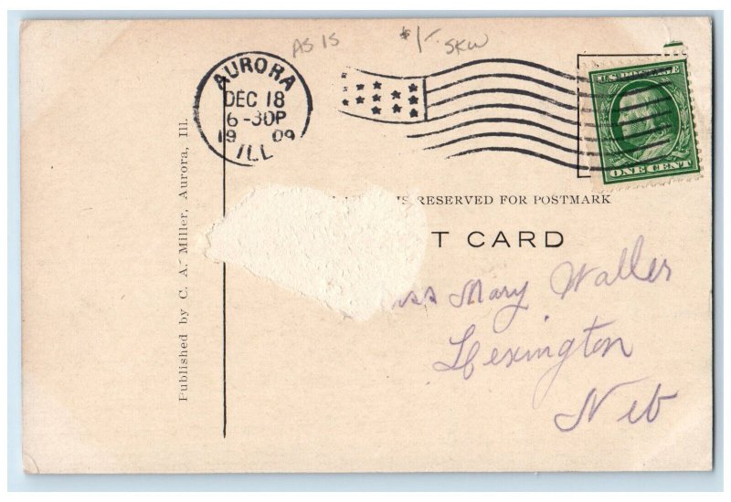 1909 St. Charles Hospital Aurora Illinois IL Antique Posted Postcard