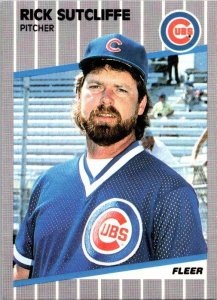 1989 Fleer Baseball Card Rick Sutcliffe Chicago Cubs sk10621