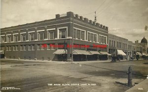 ND, Devils Lake, North Dakota, RPPC, Mann Block,Business Area,Olson Photo No 708