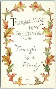 Postcard - Leaves Art Print - Thanksgiving Day Greetings - Enough is a Plenty