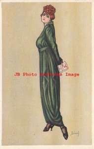 Set of 6 Postcards, Dinaf, URS No 452,Women Wearing Fancy Art Deco Fashion Dress