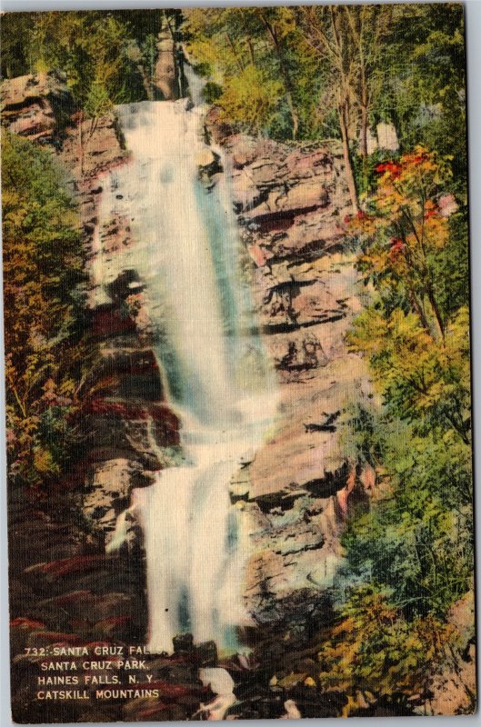 Postcard NY Catskill Mountains Santa Cruz Falls Santa Cruz Park Haines Falls