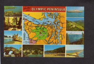 WA Olympic Peninsula Map Postcard Washington State Tatoosh Island Port Angeles