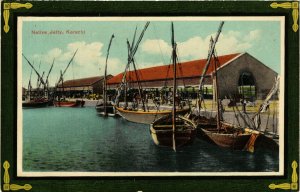 PC CPA PAKISTAN, KARACHI, NATIVE JETTY, VINTAGE POSTCARD (b12069)