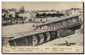 Old Postcard Lagny House on boat coulee by a shell Lagny House on a boat sunk...