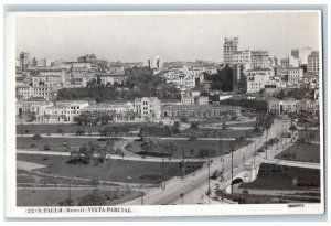 Sao Paulo Brazil Postcard Partial View Park Buildings c1930's RPPC Photo