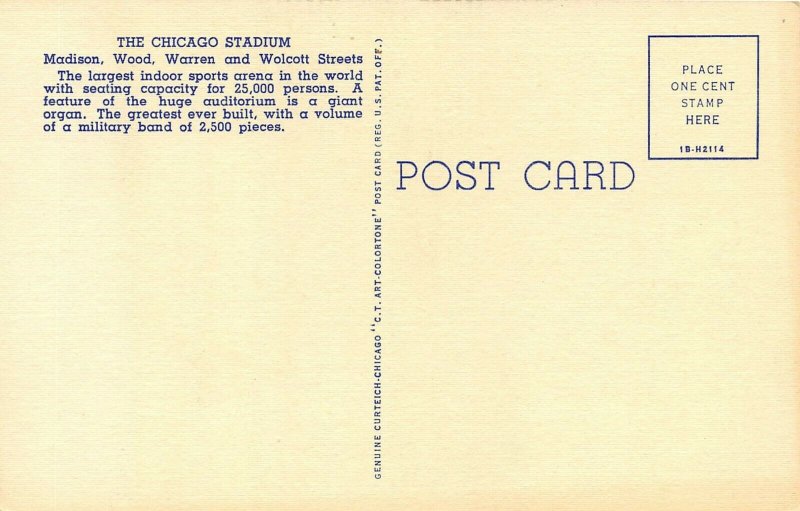 Chicago Illinois 1940s Postcard The Chicago Stadium Sports Arena