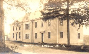 East Machias ME Masonic Hall, message on the back side, real photo postcard