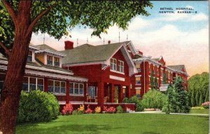 Newton, KS Kansas  BETHEL HOSPITAL  Harvey County  ca1940's Kropp Linen Postcard