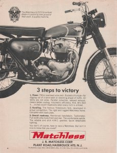 1966 Print Ad Matchless G15CS Scrambler Motorcycle 8 1/2 x 11