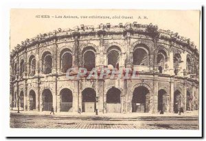 Old Postcard Nimes bullring The external view (Roman amphitheater)