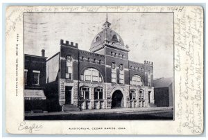 1907 Auditorium Exterior Building Cedar Rapids Iowa IA Vintage Antique Postcard
