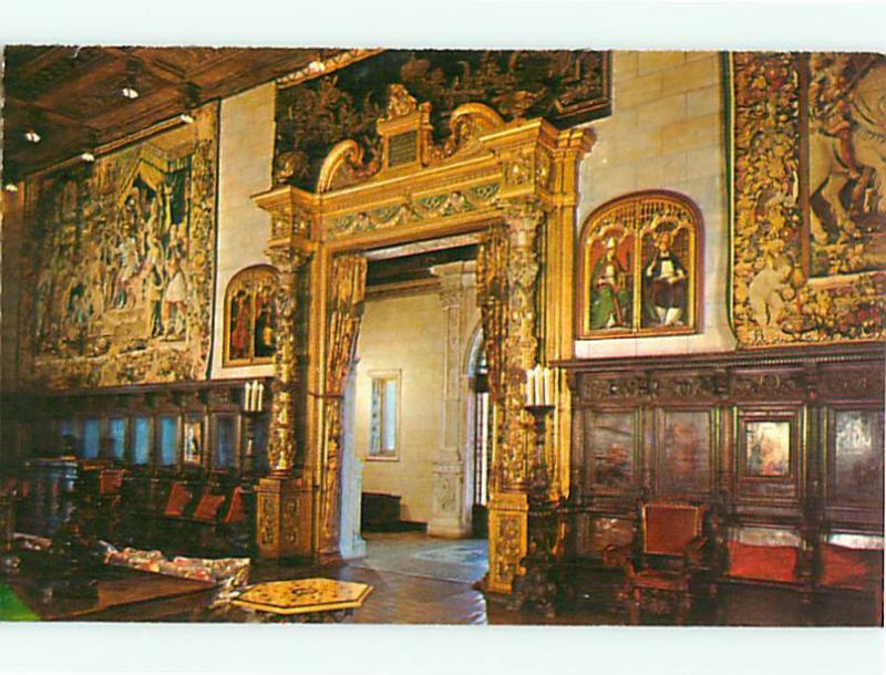 San Simeon California San Luis Obispo Castle Assembly Room   Postcard # 7217