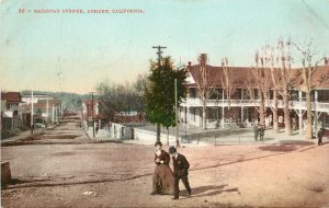 Vintage Postcard Auburn Ca Railroad Avenue People Walking DPO 1 East Auburn 86