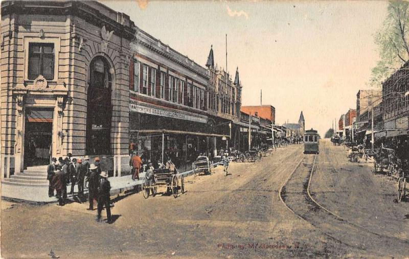 New York street scene trolley photo by M Gorodess antique pc Y13118 