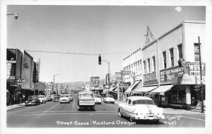 H17/ Medford Oregon RPPC Postcard 1957 Street Scene Stores Autos