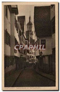 Postcard Old Turmstrasse Stuttgart mit Rathausturm