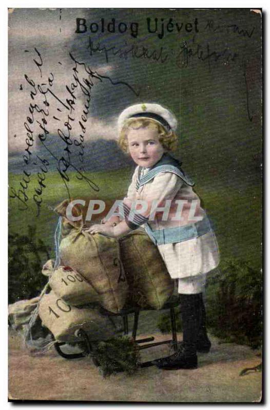 Fantaisie - Enfant - Child with sled and bulging sacks - Boldog Ujevet CPA (cart