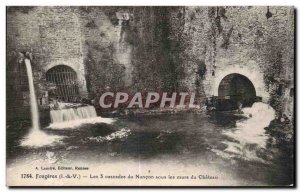 Old Postcard Fougeres The 3 waterfalls Nançon on the walls of the castle