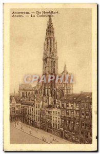 Old Postcard Antwerp cathedral