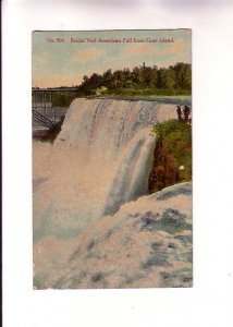 Bridal Veil American Falls, Niagara Falls, New York, Used 1909 Flag Cancel,