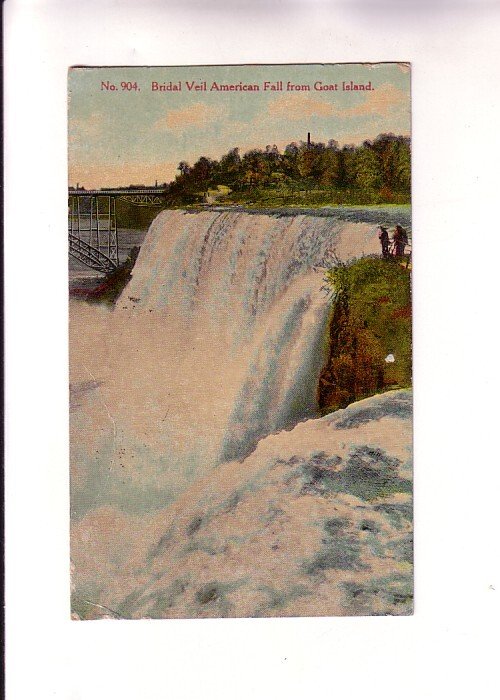 Bridal Veil American Falls, Niagara Falls, New York, Used 1909 Flag Cancel,