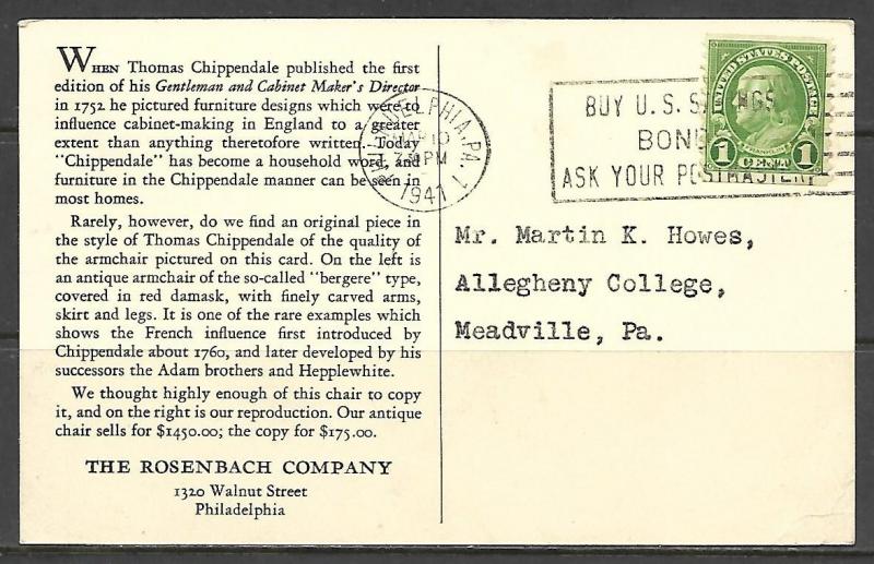 Pennsylvania, Philadelphia - The Rosenbach Co - Chippendale Chairs - [PA-064]