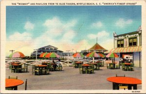 South Carolina Myrtle Beach The Midway and Pavilion From Ye Olde Tavern Curteich