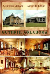 2~4X6 Postcards Guthrie, OK Oklahoma  LIBRARY & MASONIC LODGE~Interior Views